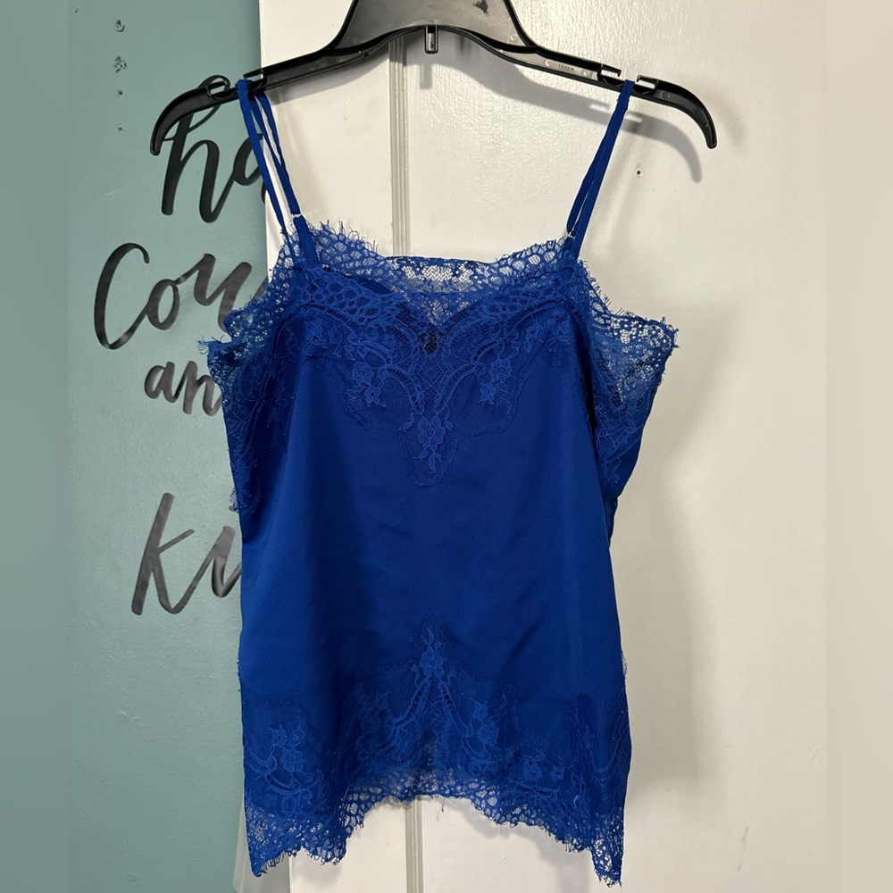 Stories Blue Adjustable Strap Camisole Lace Detail S Small